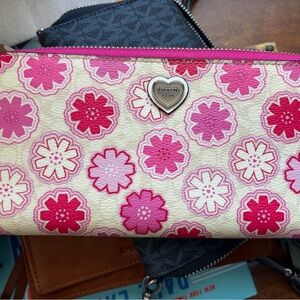 Coach Pink and Cream Floral Wallet